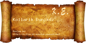 Kollarik Euniké névjegykártya